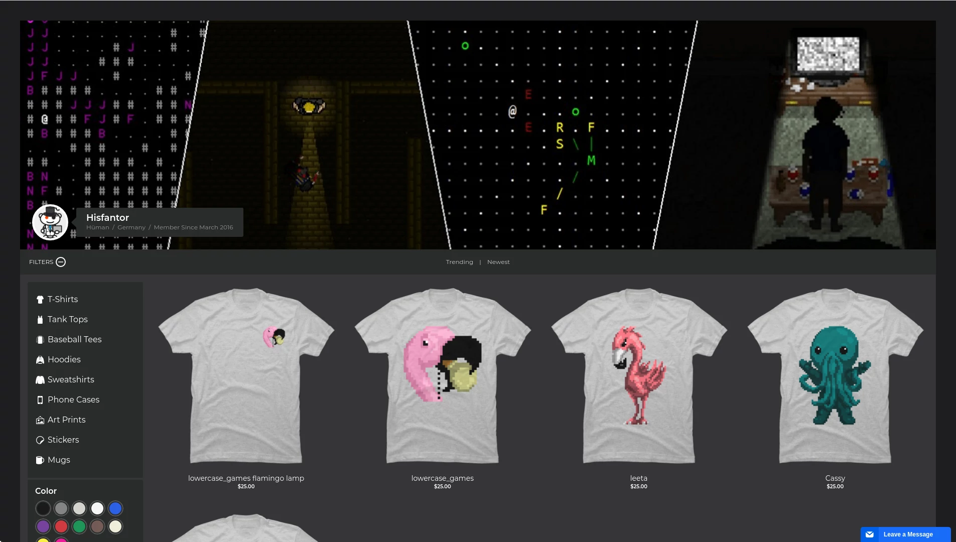 designbyhumans lowercase games merch store screenshot